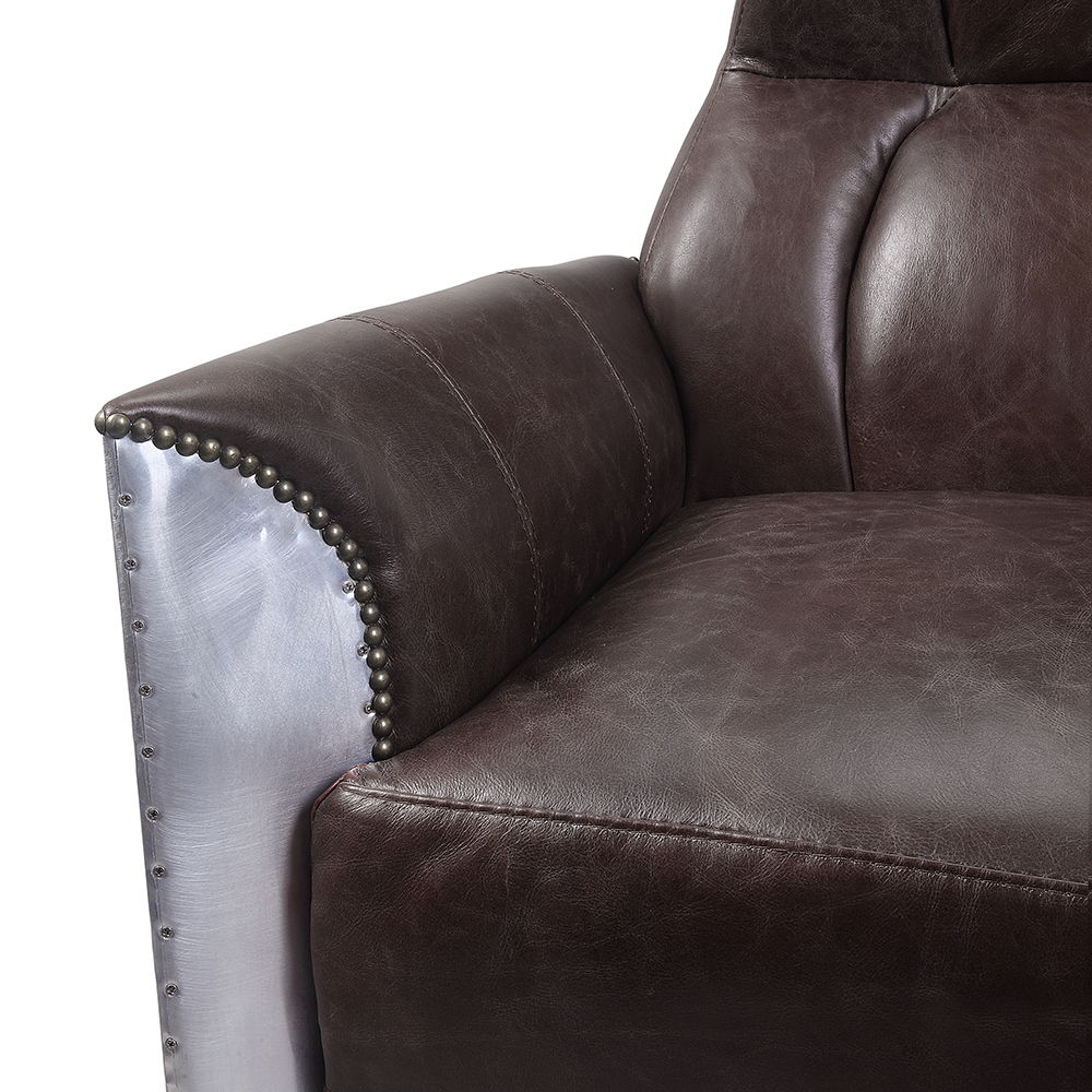 Brancaster - Accent Chair - Espresso Top Grain Leather & Aluminum, alternate view 3 with top-grain leather