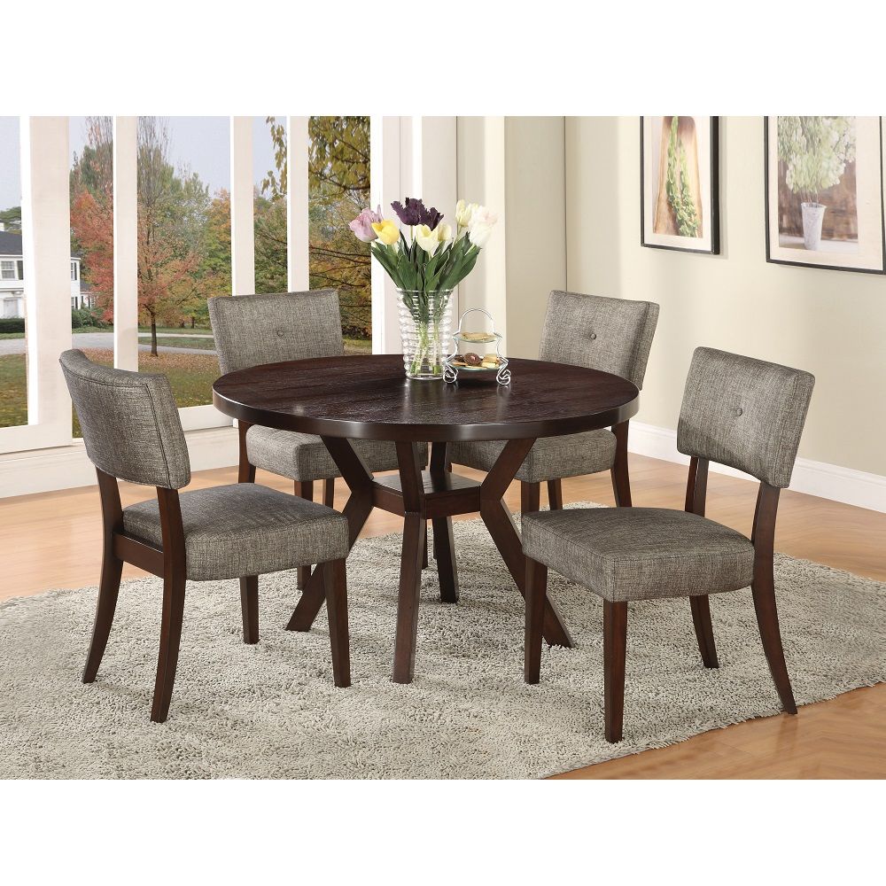 Drake - Side Chair (Set of 2) - Gray Fabric & Espresso, alternate view 3 with solid wood
