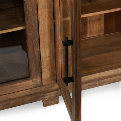 Zion - Wood 4 Door Cabinet - Natural, alternate view 5 with glass