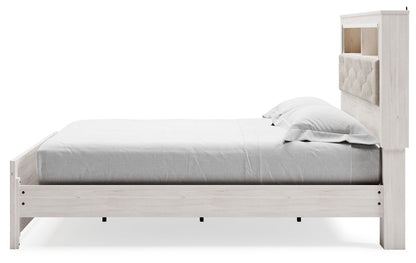 Altyra - King Bookcase Panel Bed - White, alternate view 4 with polyester fabric
