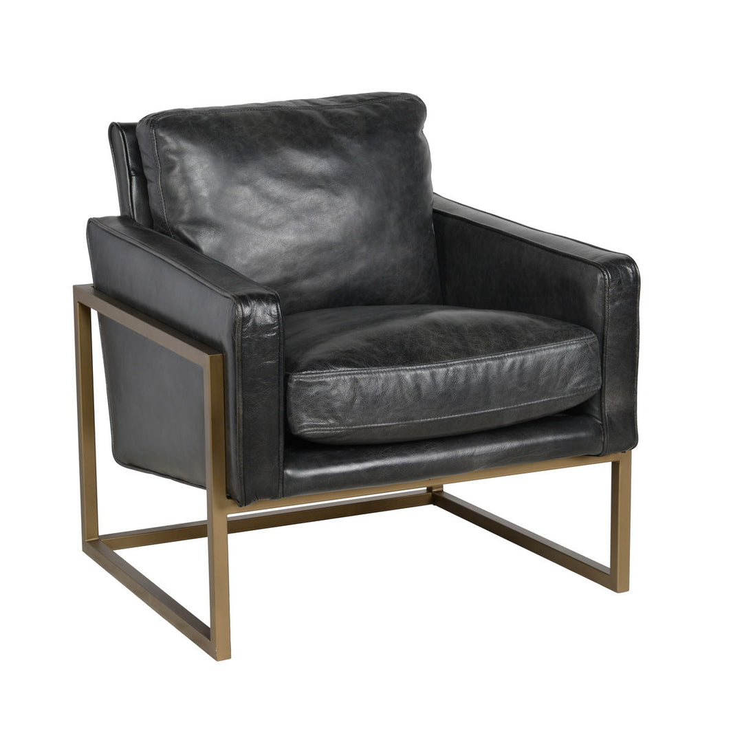 Ken - Club Chair - Black, product view with top-grain leather