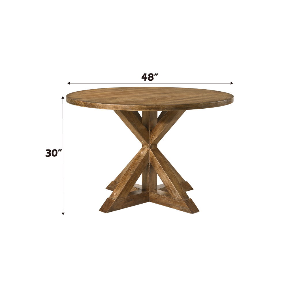 Wallace II - Dining Table - Weathered Oak, alternate view 4 with linen fabric