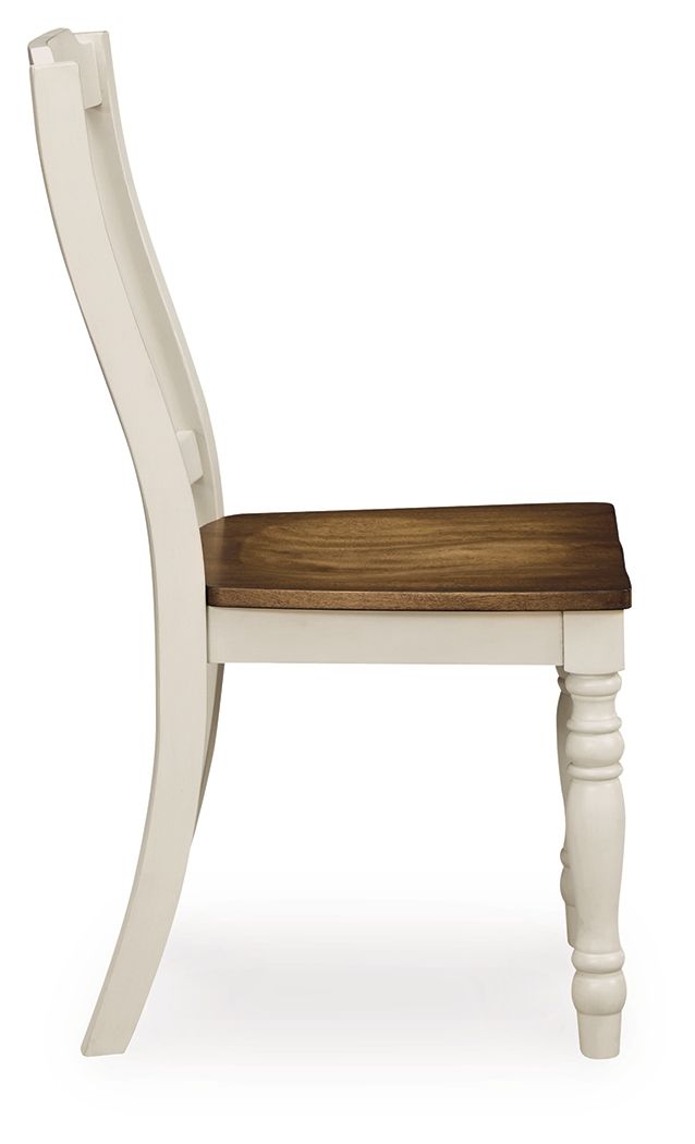 Wirloni - Dining Room Side Chair (Set of 2) - Antique White / Brown, alternate view 4 with solid wood