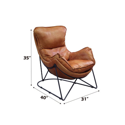 Thurshan - Accent Chair - Aperol Top Grain Leather & Black, alternate view 5 with cotton fabric