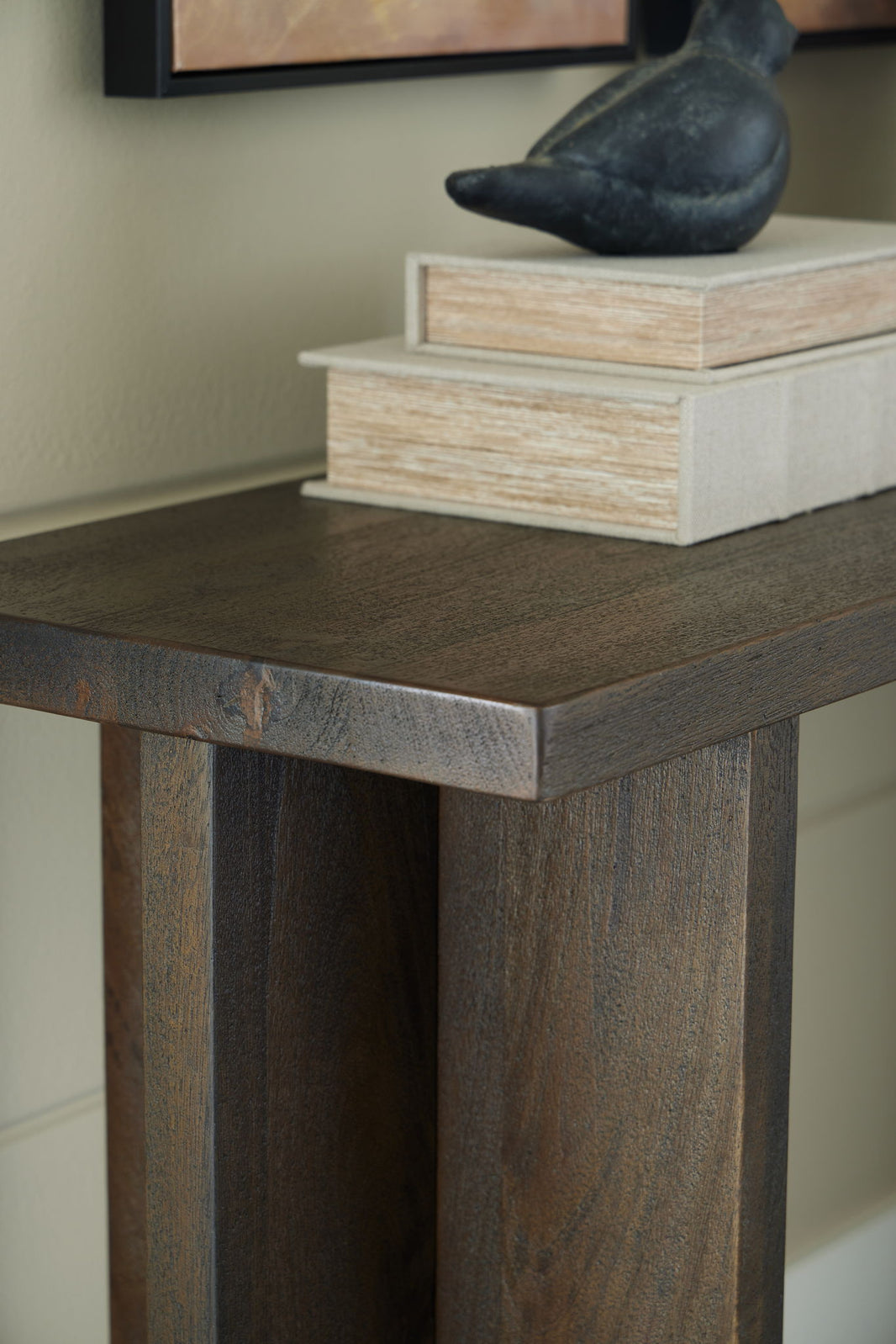 Jalenry - Console Sofa Table - Grayish Brown, alternate view 2 with solid wood