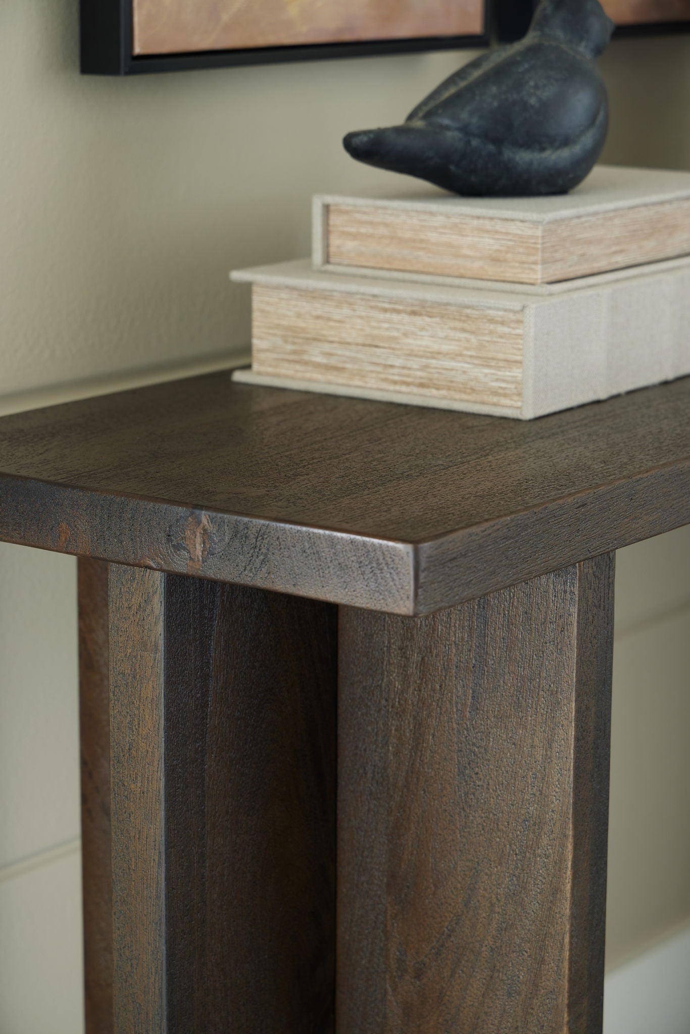 Jalenry - Console Sofa Table - Grayish Brown, alternate view 2 with solid wood