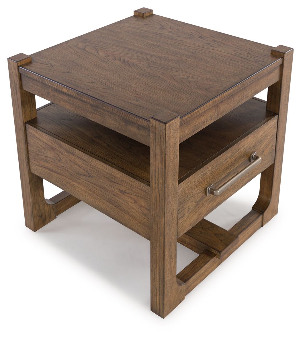Cabalynn - Square End Table - Light Brown, alternate view 4 with wood construction