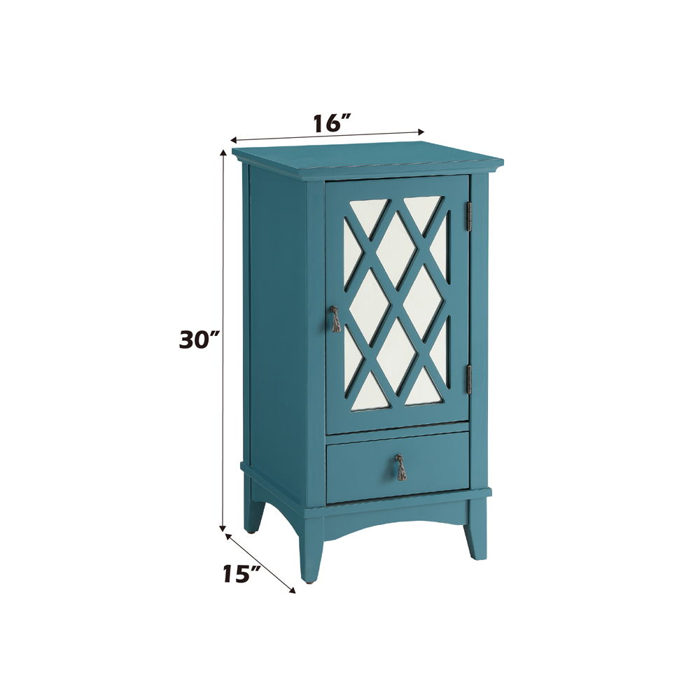Ceara - Accent Table - Teal, alternate view 6 with wood construction