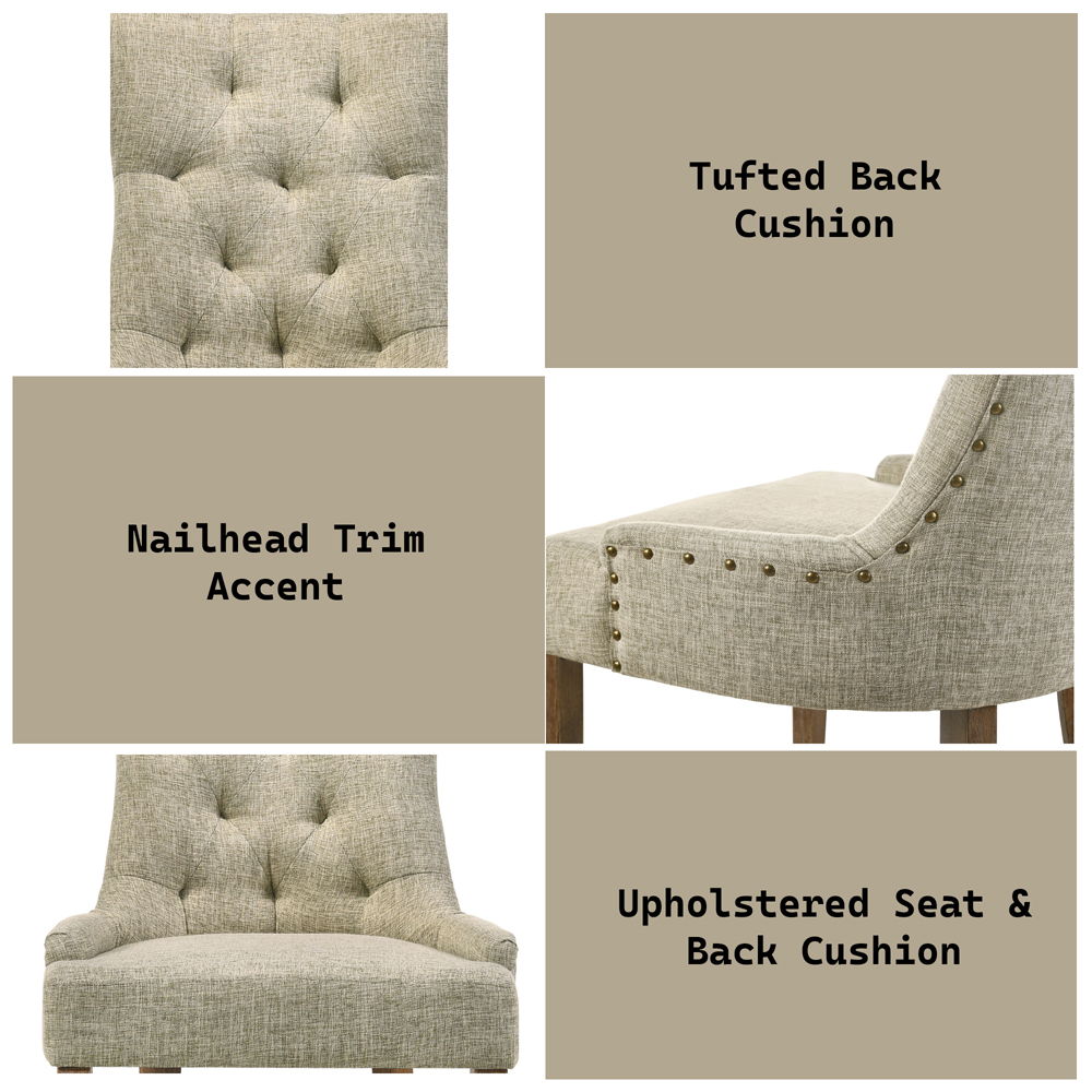 Yotam - Side Chair (Set of 2) - Beige Fabric & Salvaged Oak, alternate view 2 with wood construction