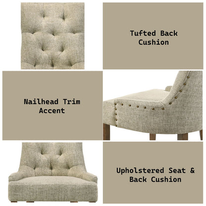 Yotam - Side Chair (Set of 2) - Beige Fabric & Salvaged Oak, alternate view 2 with wood construction