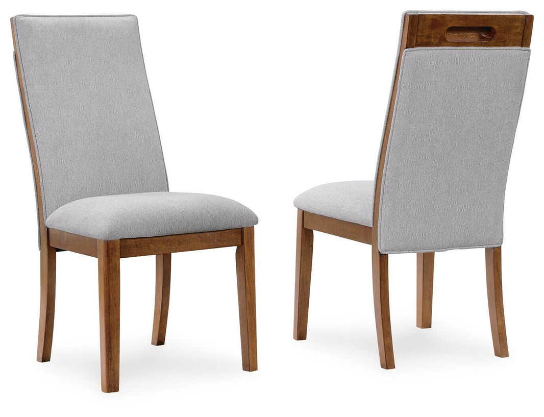 Lyncott - Dining Upholstered Side Chair (Set of 2) - Beige / Brown, product view with polyester fabric