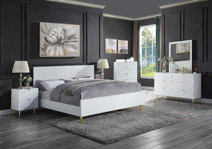 Gaines - 55" Dresser - White High Gloss, alternate view 5 with metal