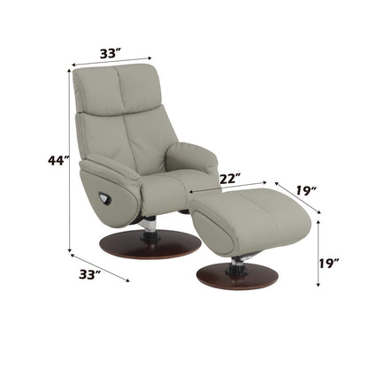 Kandoro - Motion Accent Chair With Swivel & Ottoman - Gray Leather & Brown Base, alternate view 5 with top-grain leather