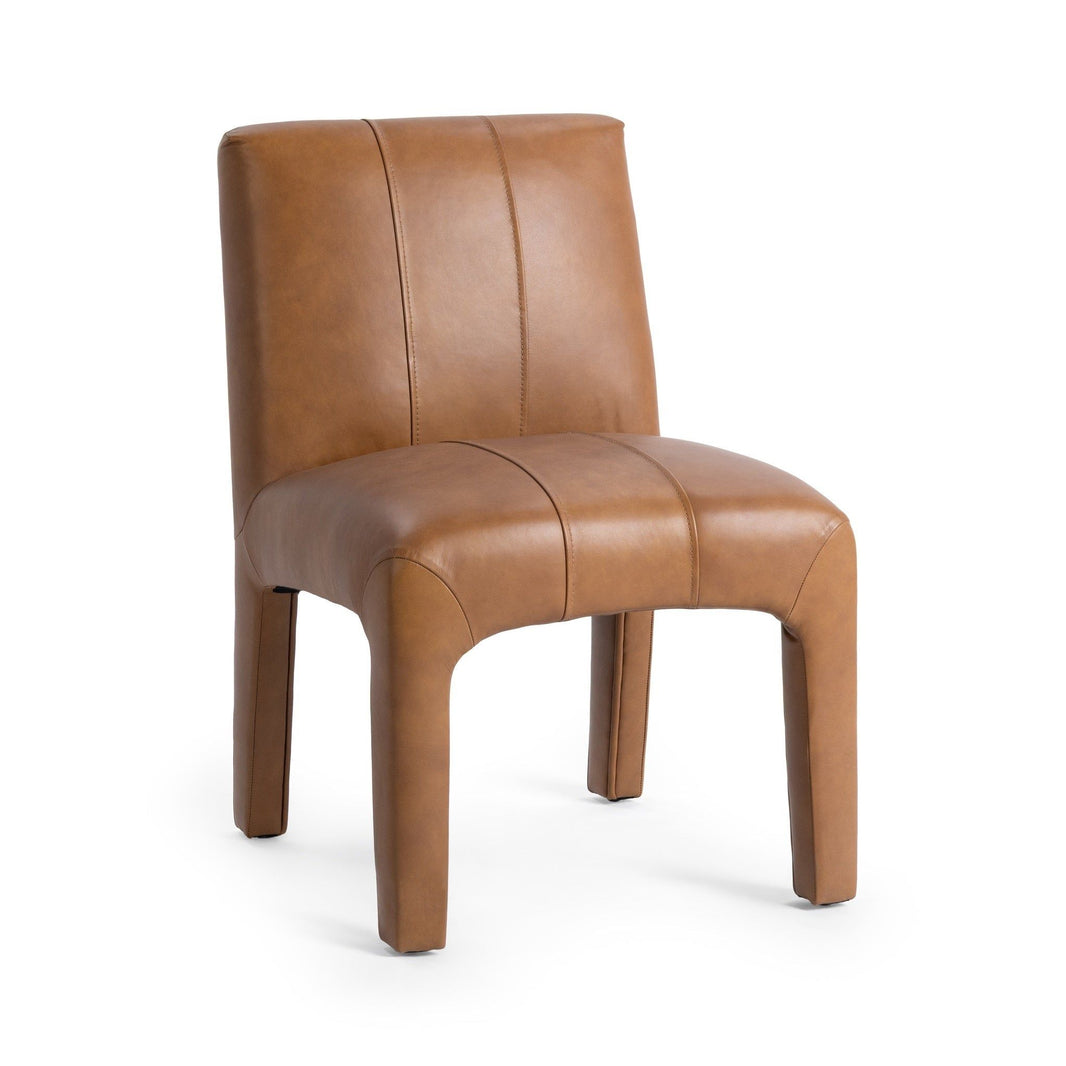 Liliana - Dining Chair - Tan, product view with top-grain leather