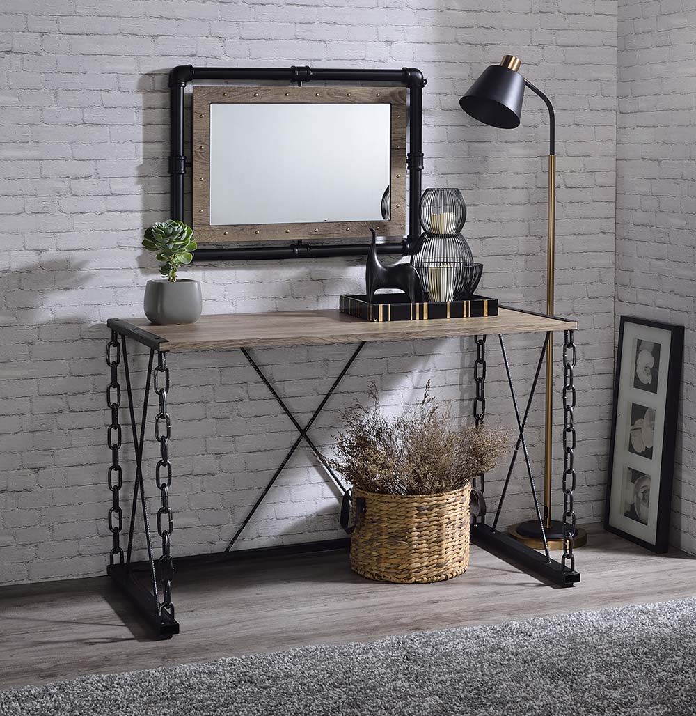 Jodie - Console Table (Same 92248) - Rustic Oak & Antique Black, alternate view 6 with wood construction