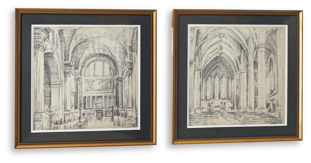 Downyard Wall Art Set (Set of 2) Black / Beige, gallery image 2