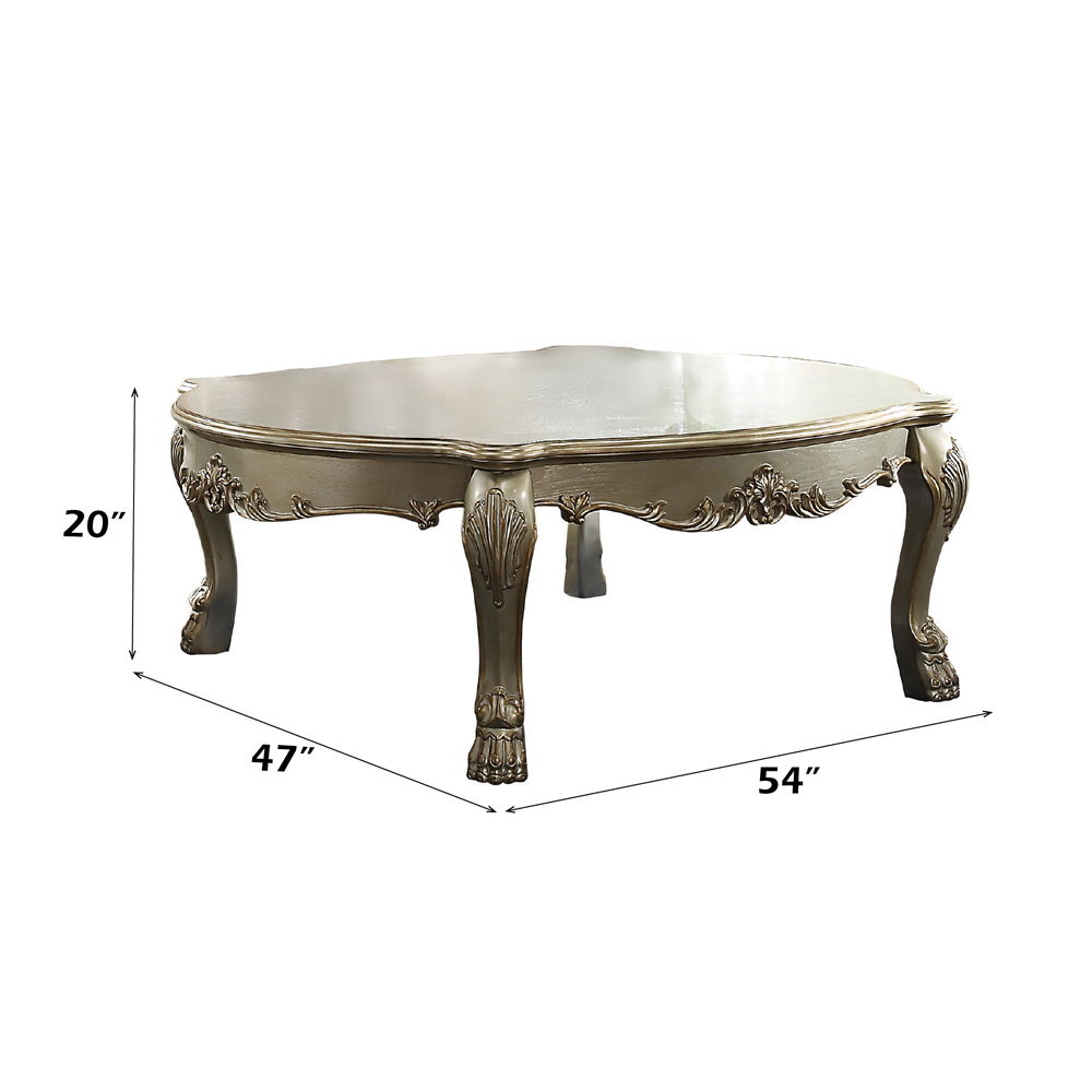 Dresden II - Coffee Table - Gold Patina & Bone, alternate view 4 with wood construction