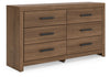 Broachmyn - Six Drawer Dresser, product view with wood construction
