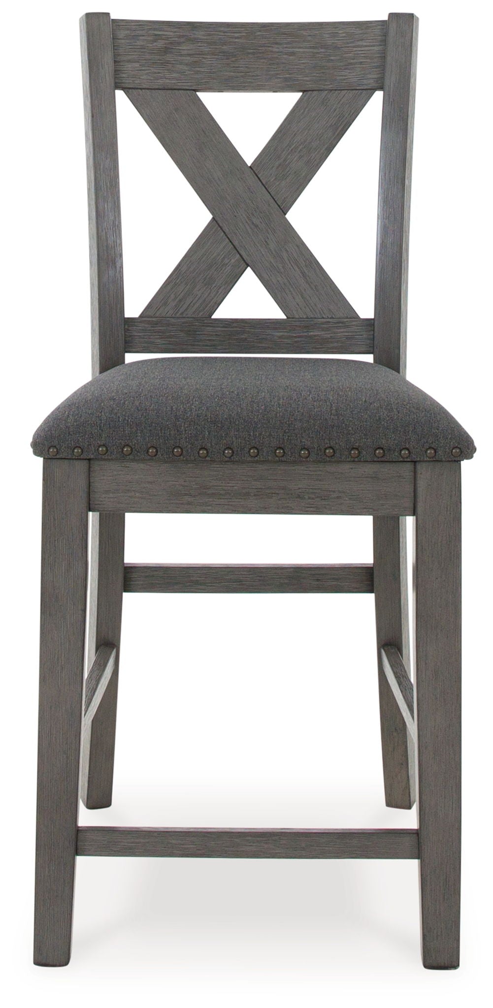 Caitbrook - Rect Drm Counter Table Set (Set of 7) - Gray, alternate view 3 with polyester fabric