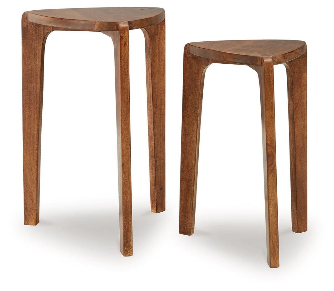 Brynnleigh - Accent Table Set (Set of 2) - Medium Brown, product view with solid wood