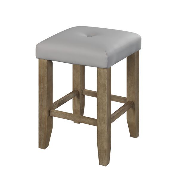 Charnell - Counter Height Stool (Set of 2) - Gray Synthetic Leather & Oak, alternate view 2 with marble