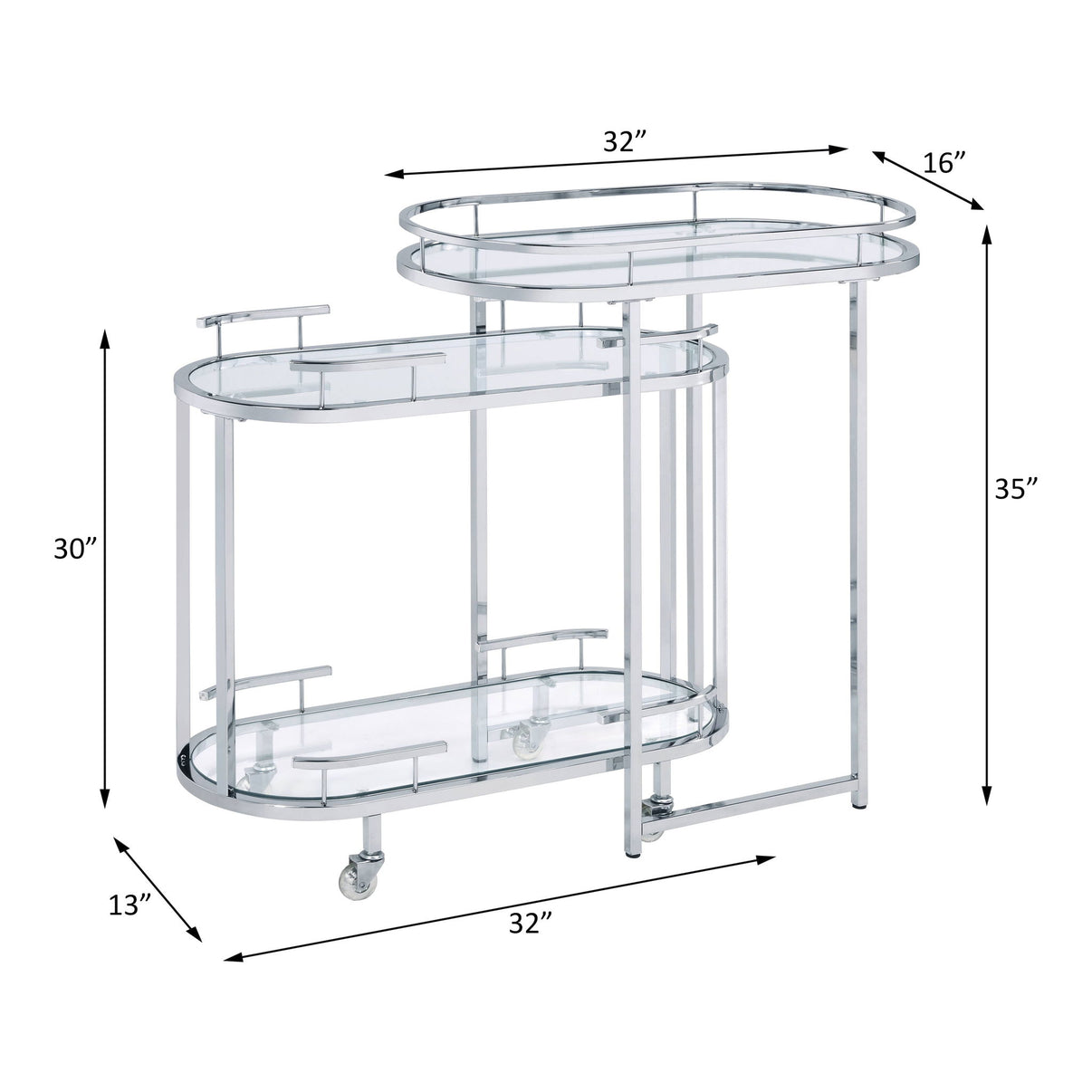 Piffo - Serving Cart Set - Clear Glass & Chrome, alternate view 4 with metal