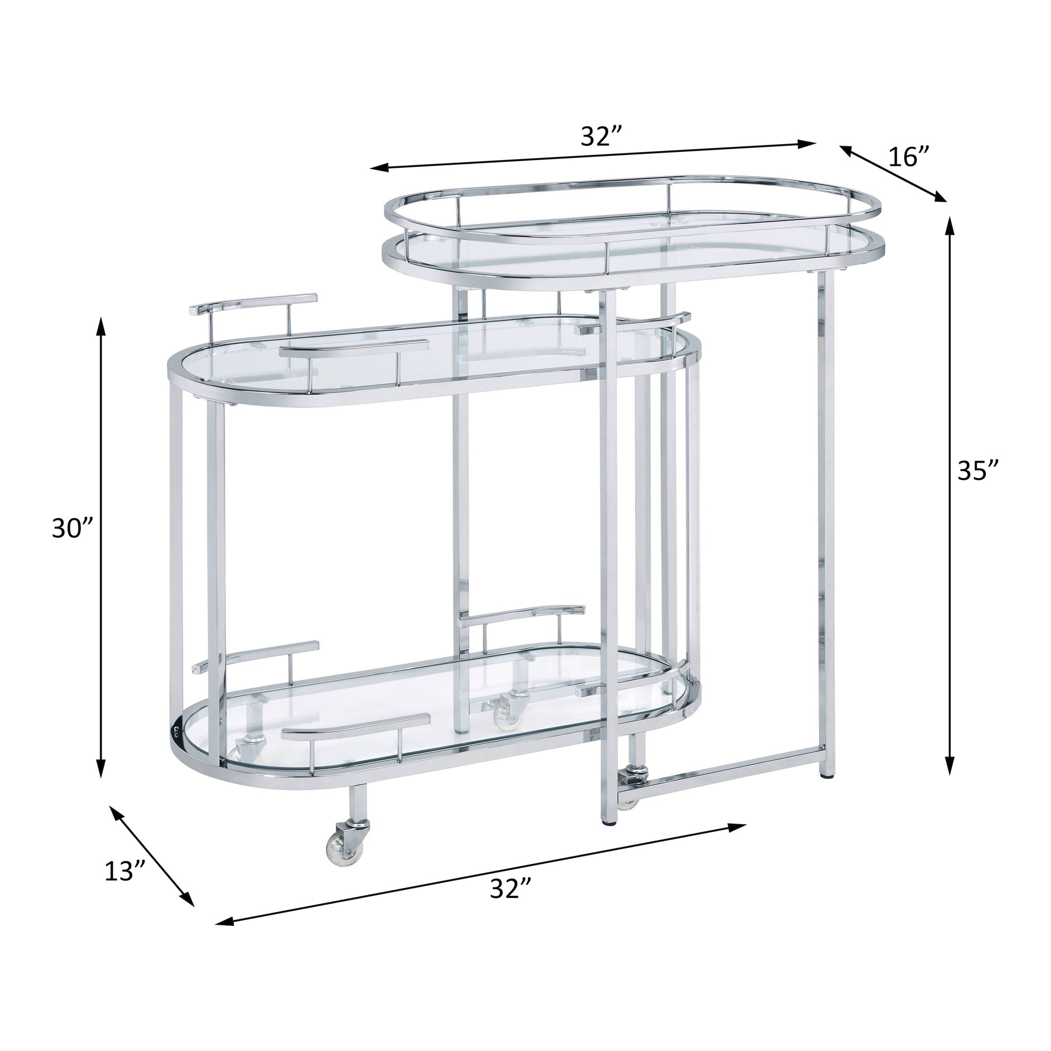 Piffo - Serving Cart Set - Clear Glass & Chrome, alternate view 4 with metal