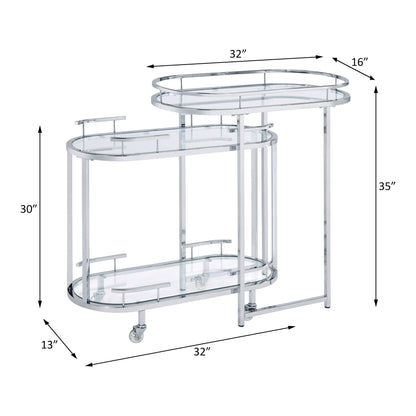 Piffo - Serving Cart Set - Clear Glass & Chrome, alternate view 4 with metal