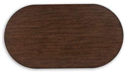 Korestone - Oval Cocktail Table - Dark Brown, alternate view 5 with wood construction