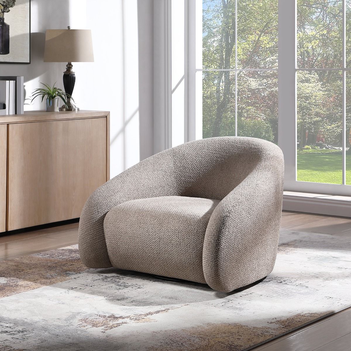 Zoey - Accent Chair With Swivel, alternate view 8 with wood construction