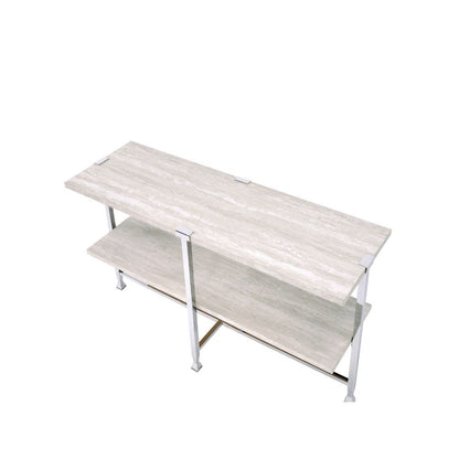 Brecon - Sofa Table - White Oak & Chrome, alternate view 2 with wood construction