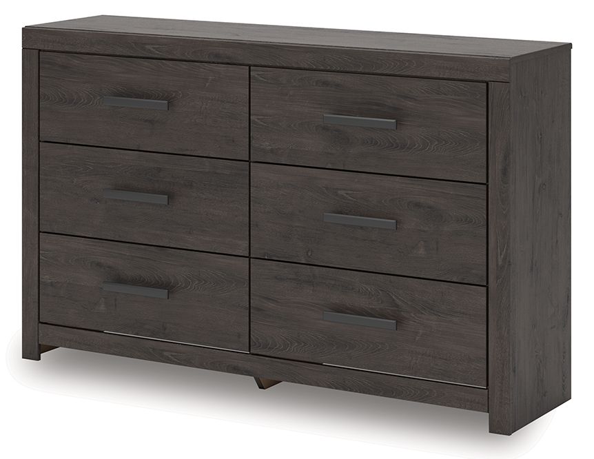 Prendonea - Six Drawer Dresser - Charcoal, alternate view 4 with linen fabric