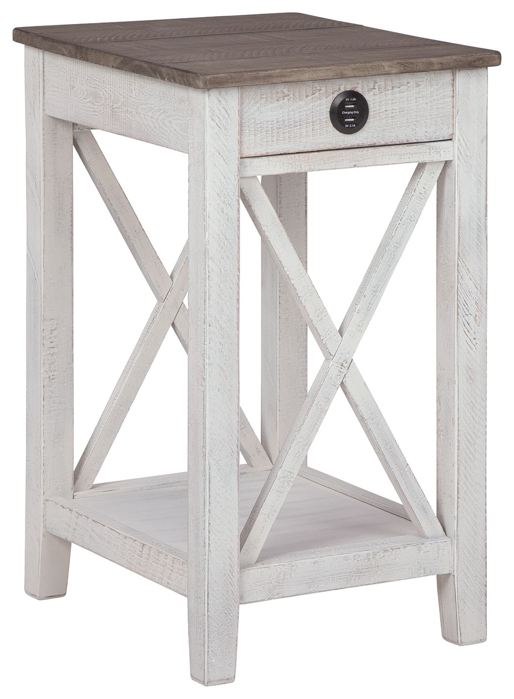 Adalane - Accent Table - White / Gray, alternate view 4 with engineered wood