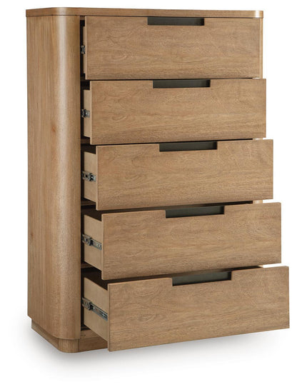 Pamaria Five Drawer Chest Light Brown, gallery image 3