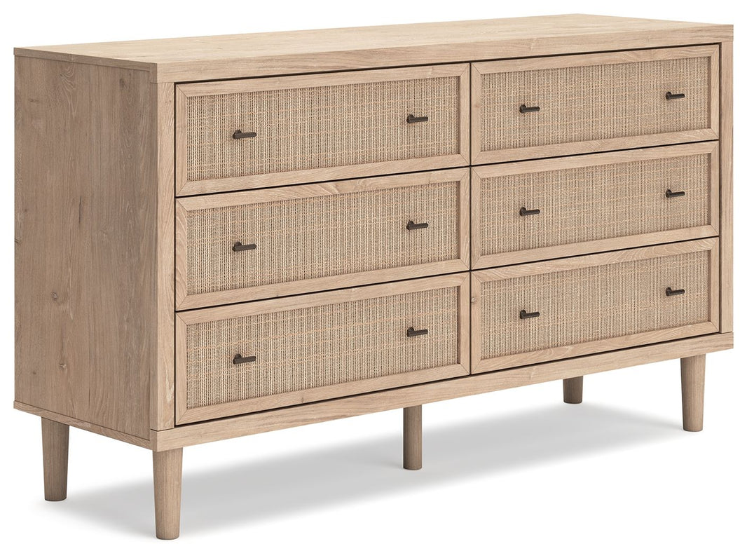 Cielden - Six Drawer Dresser - Two-Tone, product view with linen fabric