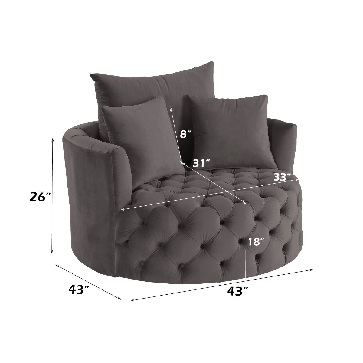 Zunyas - Accent Chair w/Swivel, alternate view 14 with velvet upholstery