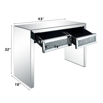 Noralie - Console Table Faux Diamonds - Mirrored, alternate view 3 with glass