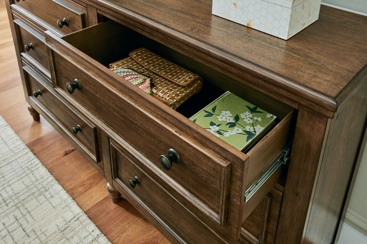 Sturlayne - Dresser And Mirror - Brown, alternate view 4 with wood construction
