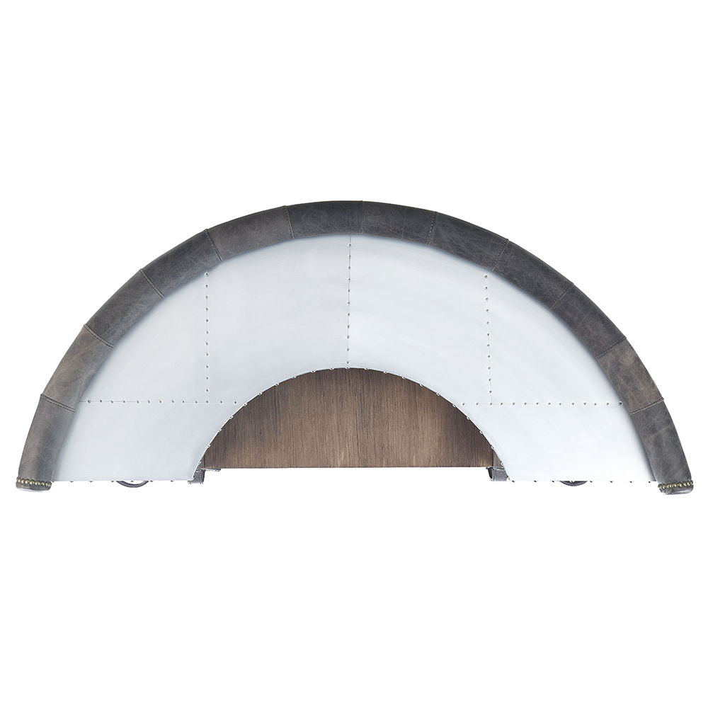Rahma - Bar Table - Antique Ebony Top Grain Leather & Aluminum, alternate view 3 with wood construction