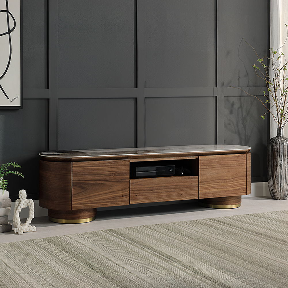 Willene - TV Stand With Ceramic Top - Ceramic Top & Walnut, alternate view 4