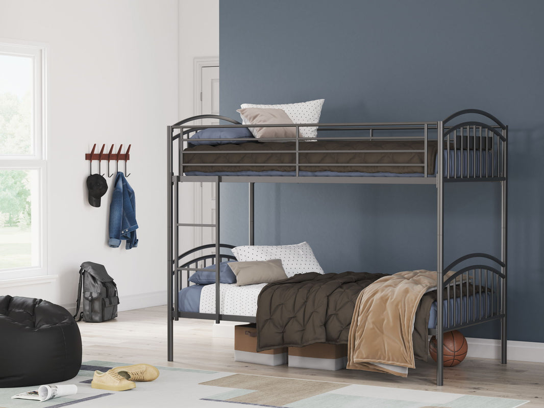 Lanceburg - Twin/Twin Bunk Bed With Ladder - Gray, product view