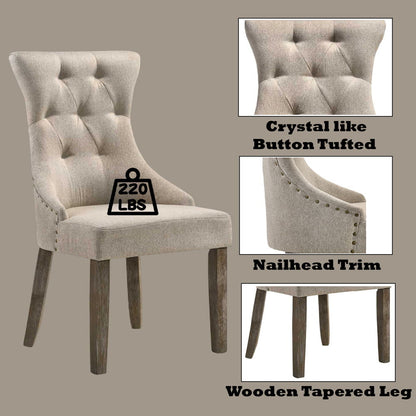 Gabrian - Side Chair (Set of 2) - Two-Tone Beige Fabric & Reclaimed Gray, alternate view 5 with wood construction