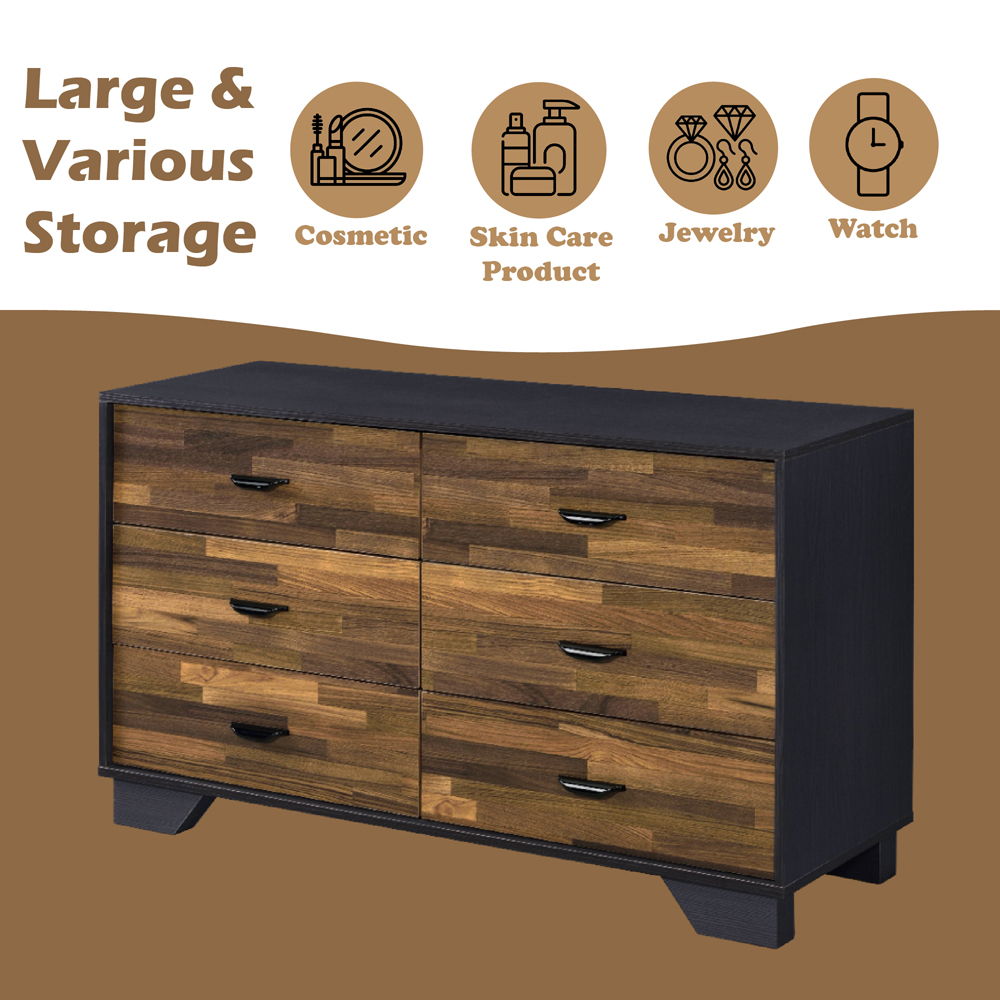 Eos - Dresser - Walnut & Black, alternate view 4 with velvet upholstery
