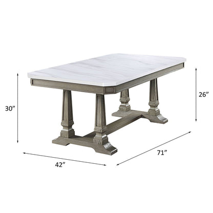 Zumala - Dining Table - Marble Top & Weathered Oak, alternate view 3 with wood construction