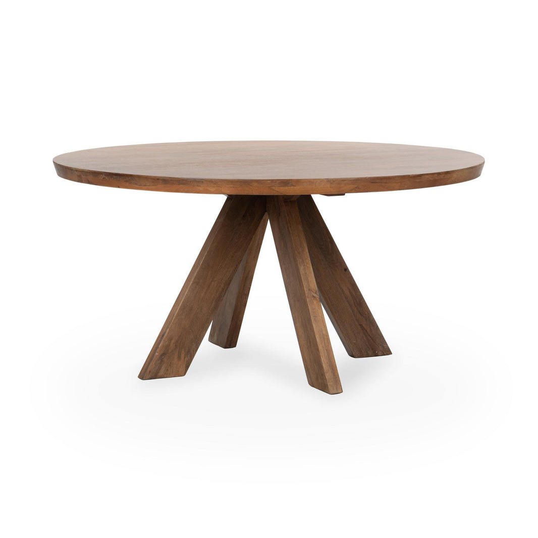 Rodrigo - Round Dining Table - Hickory Brown, product view with wood construction