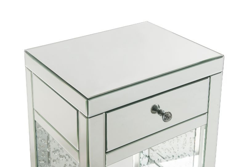 Nysa - 18" X 14" Accent Table - Mirrored & Faux Crystals, alternate view 3 with glass