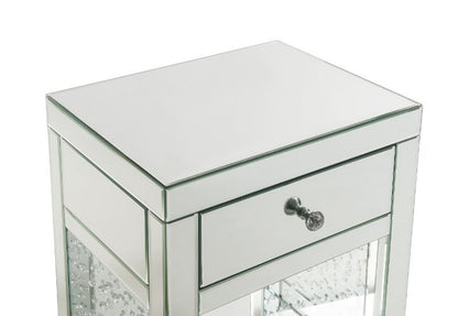 Nysa - 18" X 14" Accent Table - Mirrored & Faux Crystals, alternate view 3 with glass