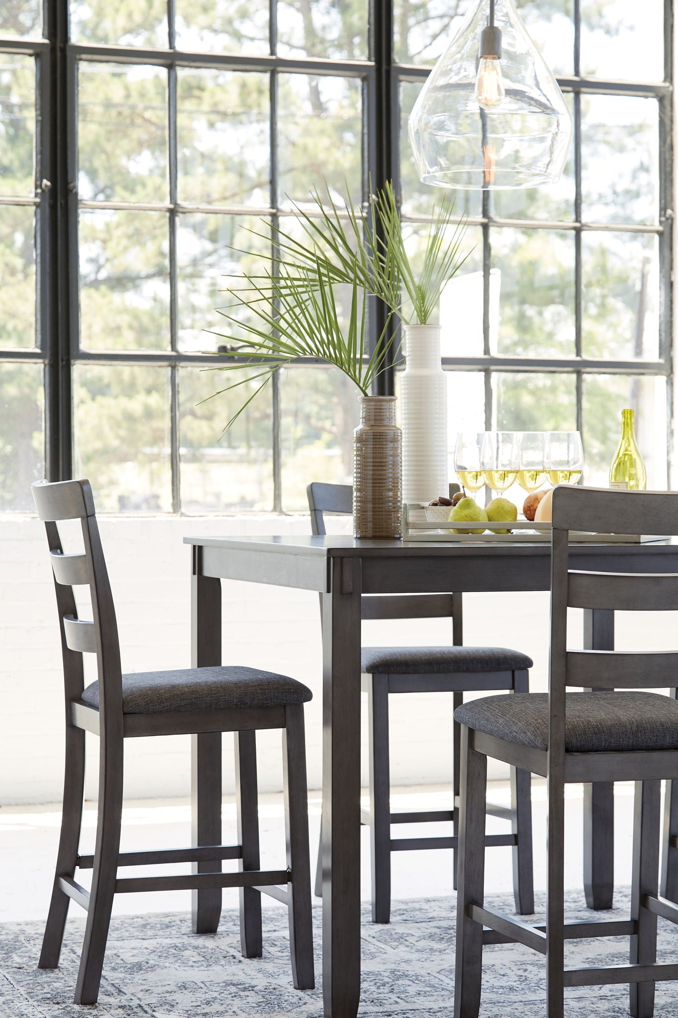 Bridson - Square Counter TBL Set (Set of 5) - Gray, alternate view 2 with polyester fabric