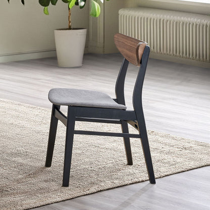 Rebi - Side Chair (Set of 2) - Gray Linen, Walnut & Black, alternate view 6 with wood construction