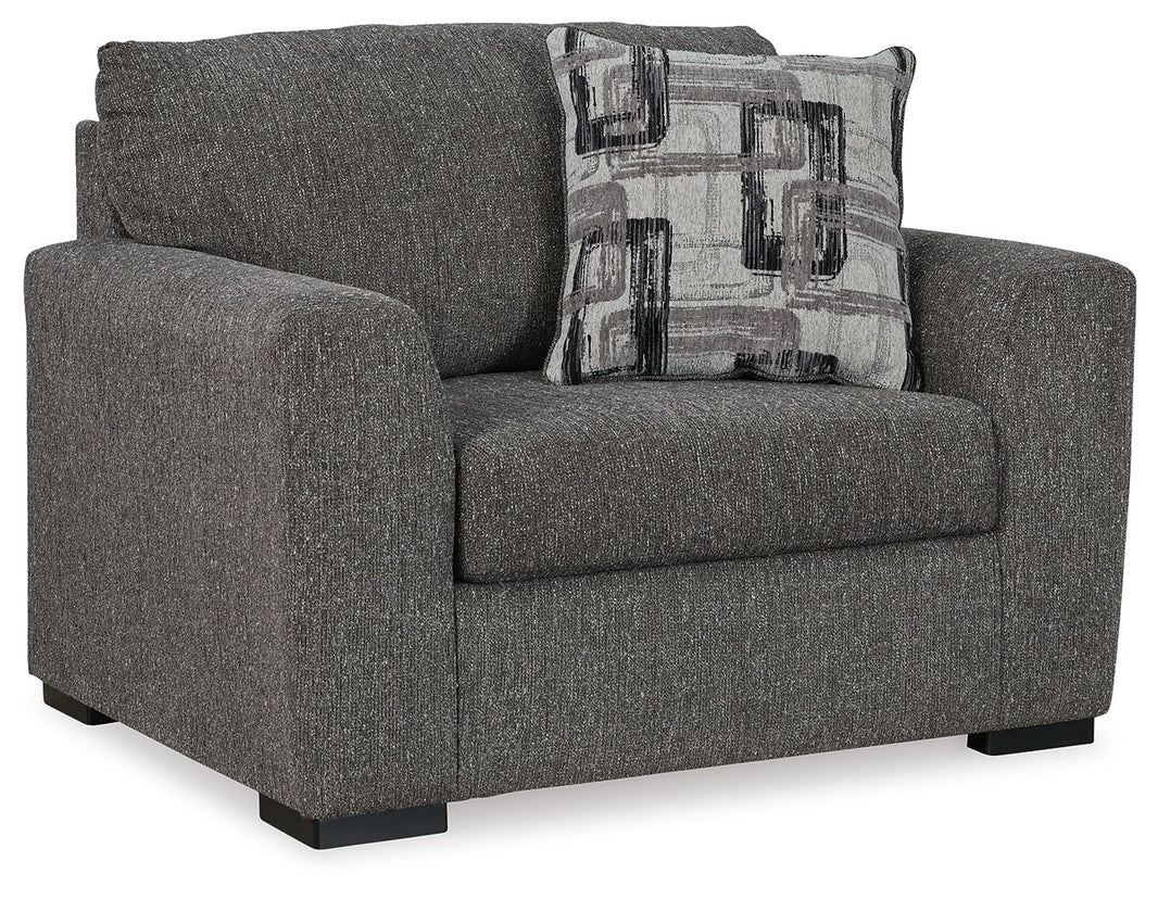 Gardiner - Chair And A Half - Pewter, product view with polyester fabric